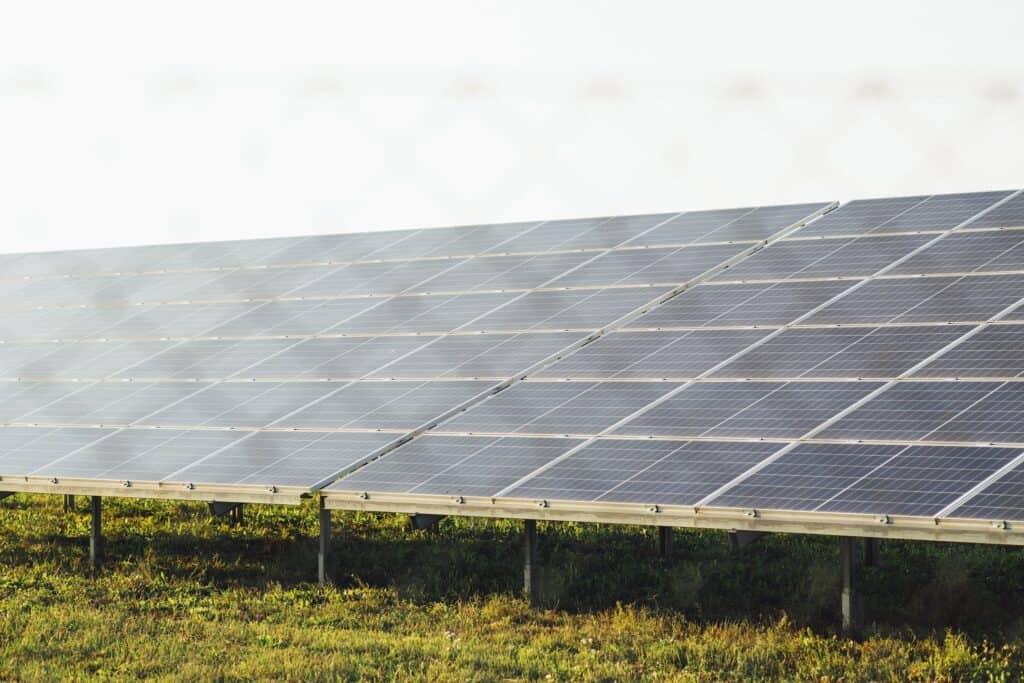 Solar Panels on Green Grass Field