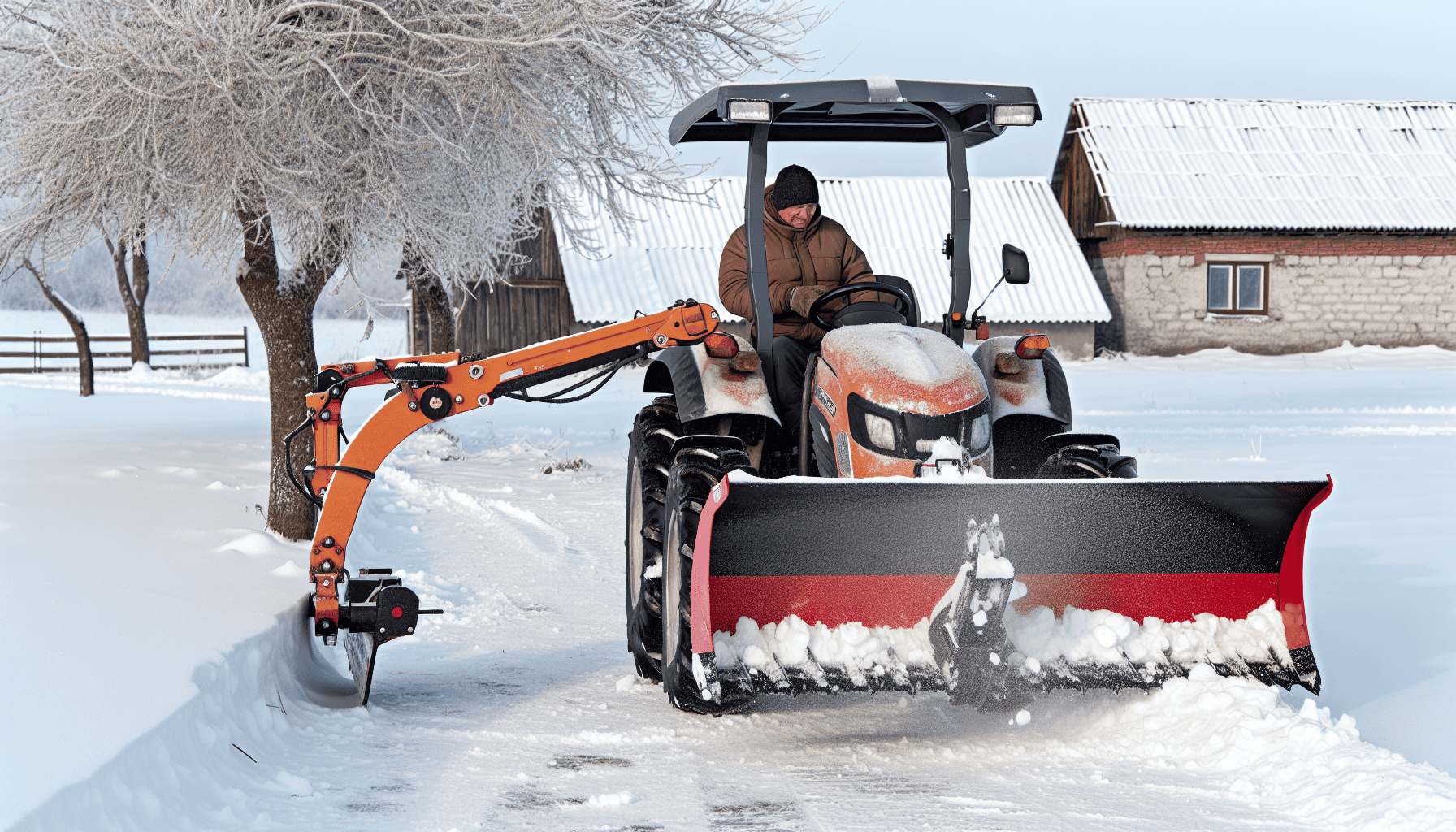 Compact tractor with snow removal attachment