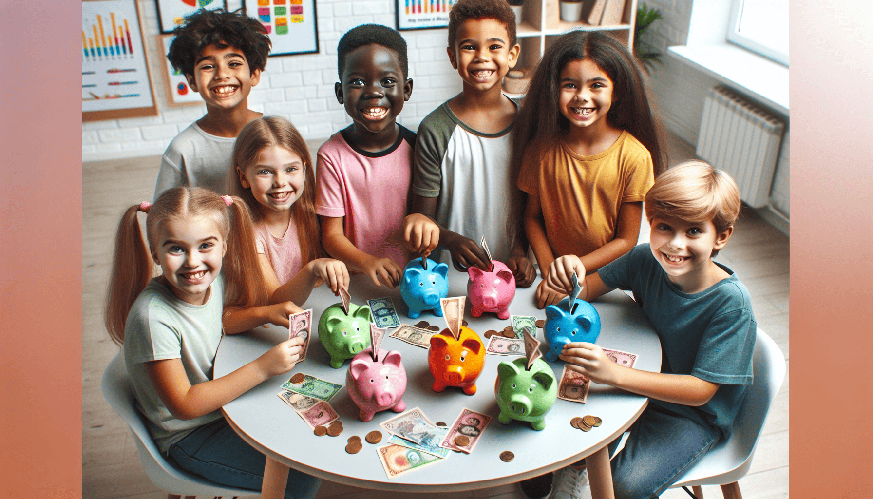 Children learning about saving money