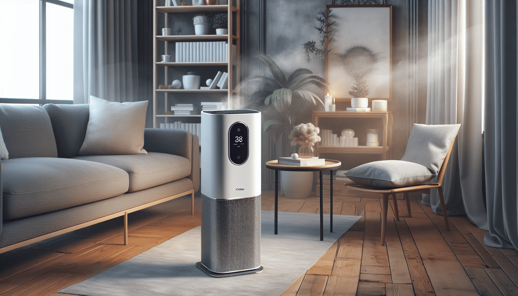 Coway Airmega Air Purifier in a living room setting