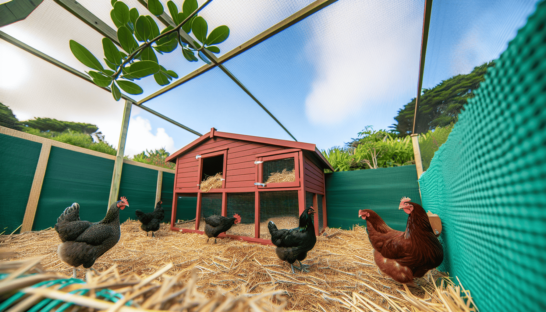 Chicken flock in a clean coop