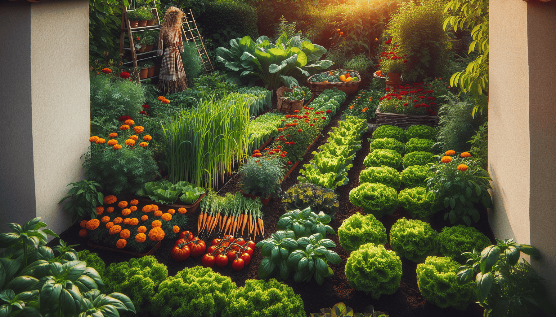 Companion planting in a vegetable garden