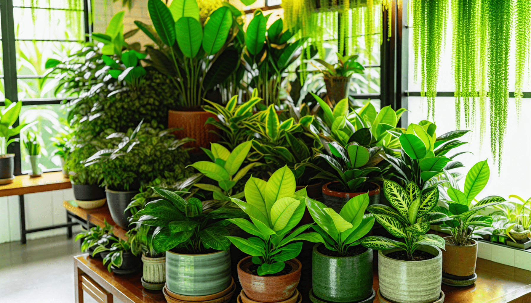 Photo of healthy houseplants as part of gnat prevention