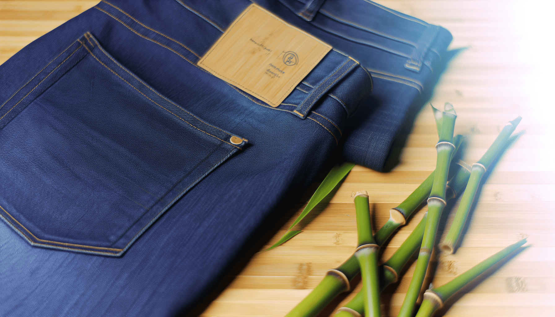Eco-friendly bamboo denim jeans with sustainable production process