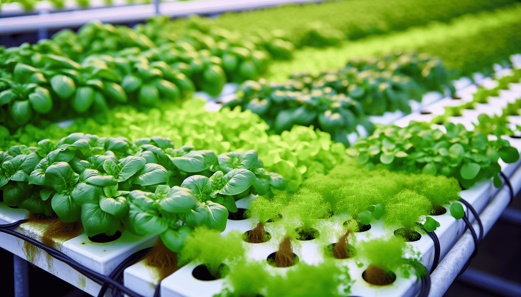 Healthy hydroponic plants with optimal growth