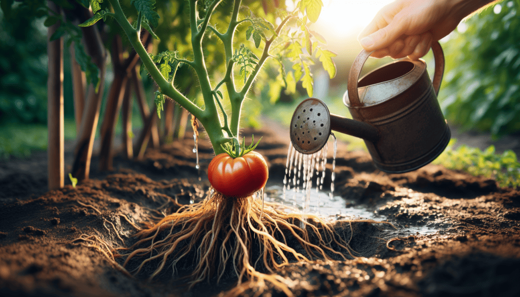 Watering tomato plants