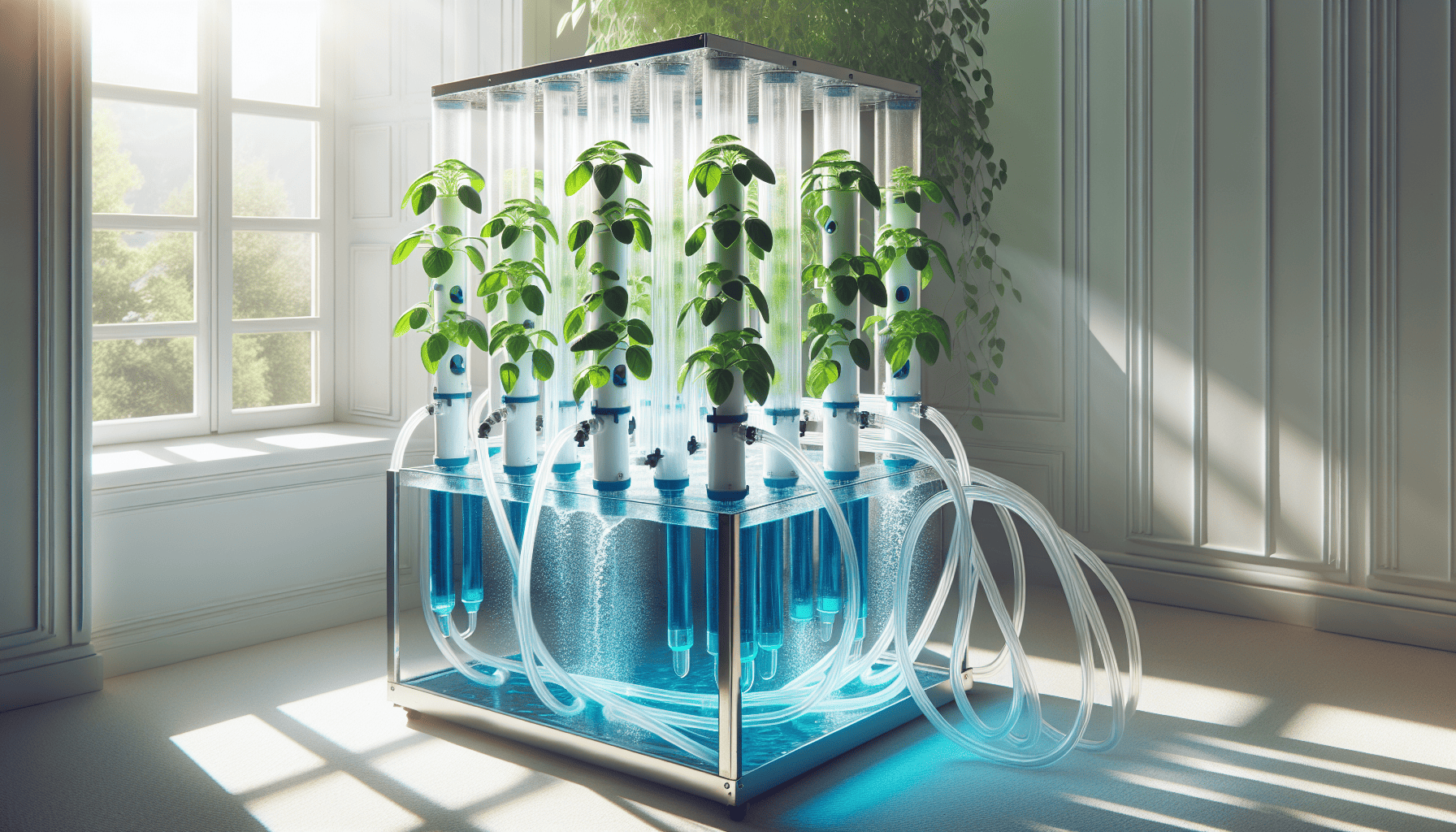 Hydroponic system with nutrient solution flowing through tubes