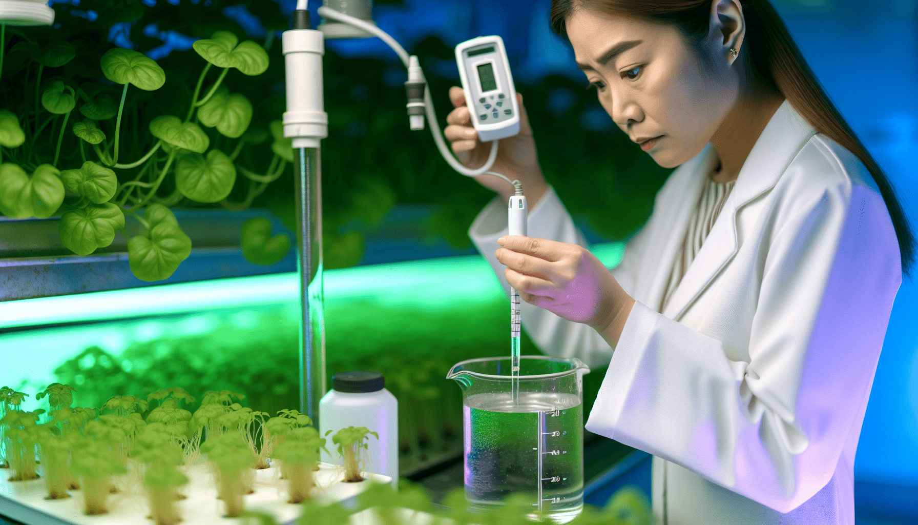 Measuring pH and nutrient levels in a hydroponic system