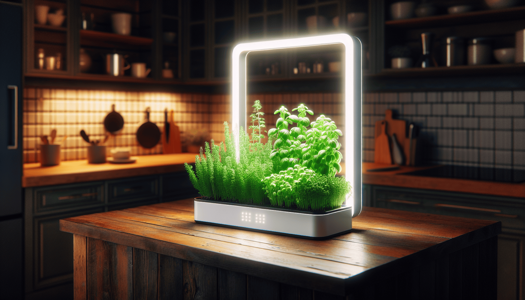 Smart Grow Frame providing natural white light for herb gardens