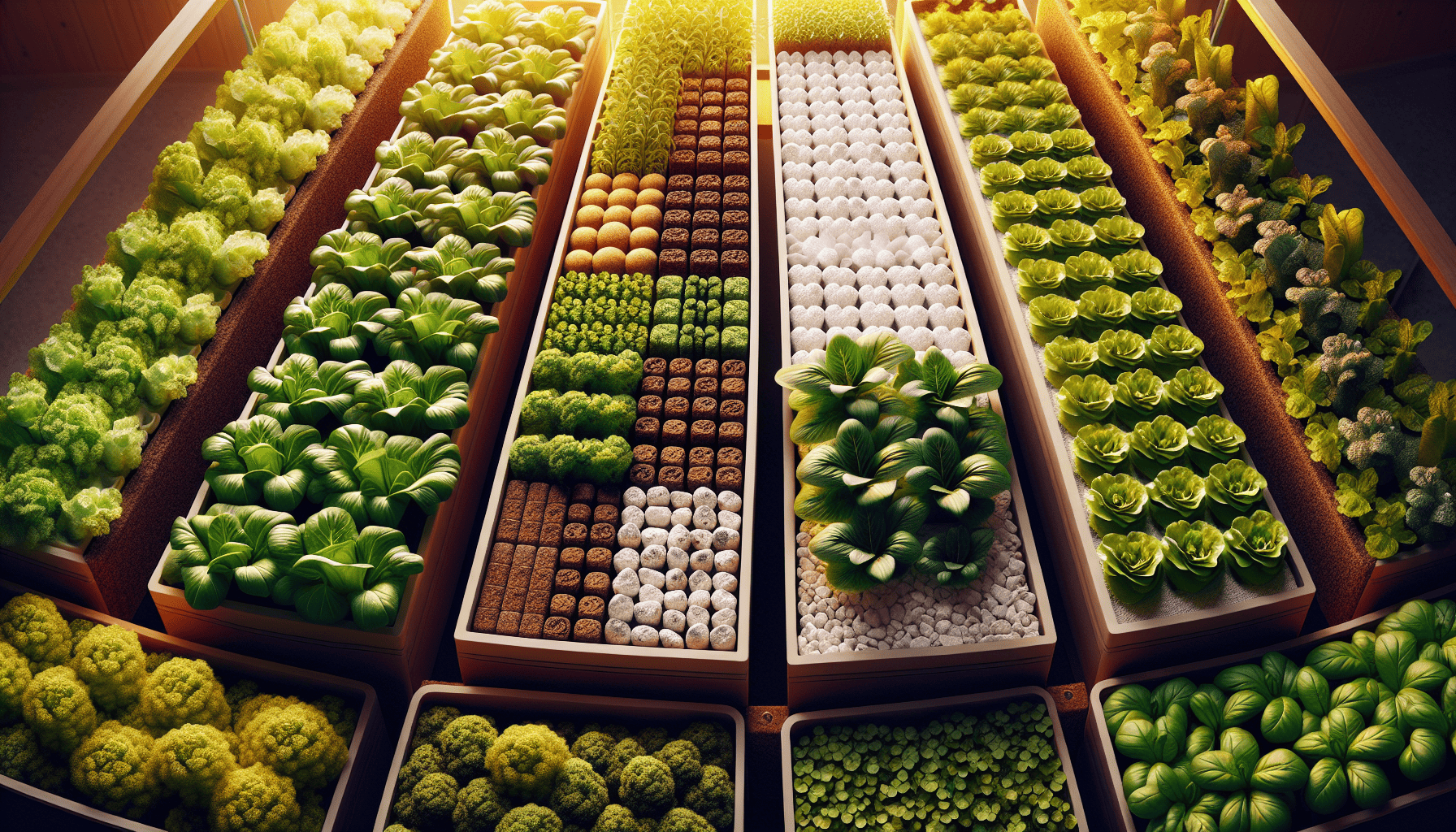 Various types of growing media for hydroponic gardening