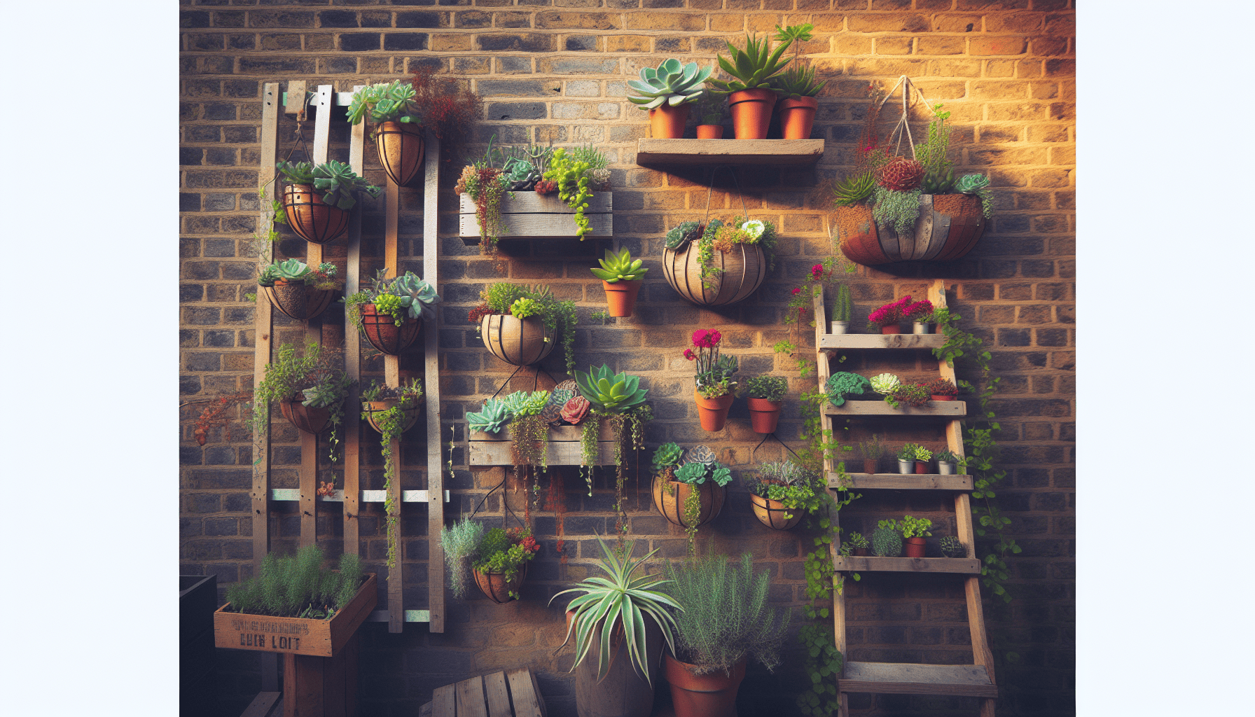 DIY vertical garden creations including upcycled container gardens and pallet planters