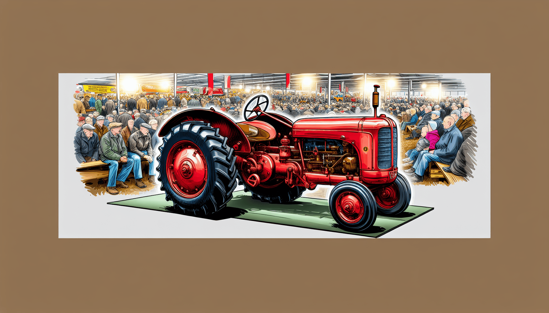 A rare and unique classic tractor showcased at an exhibition