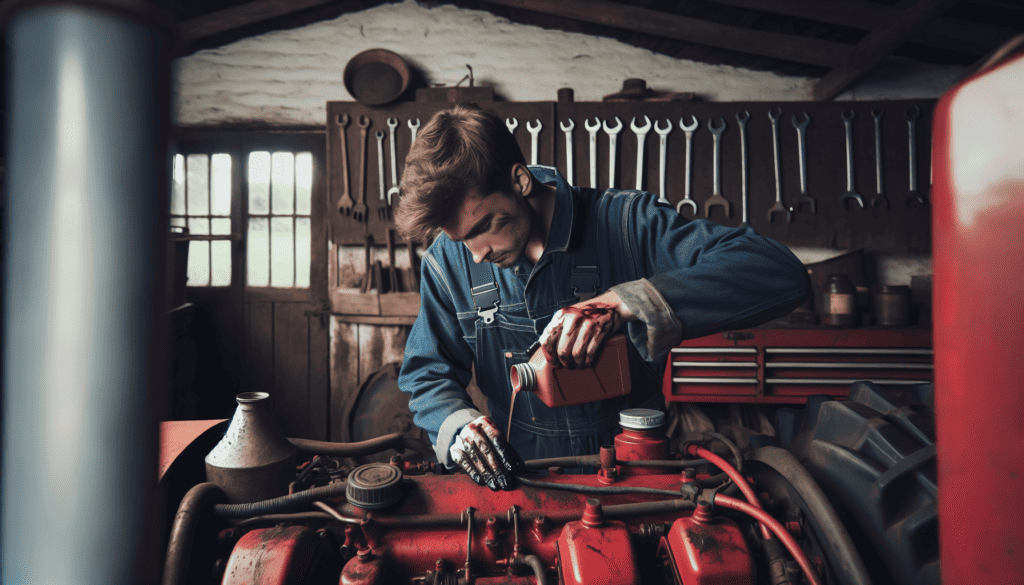 Checking fluid levels in a tractor engine