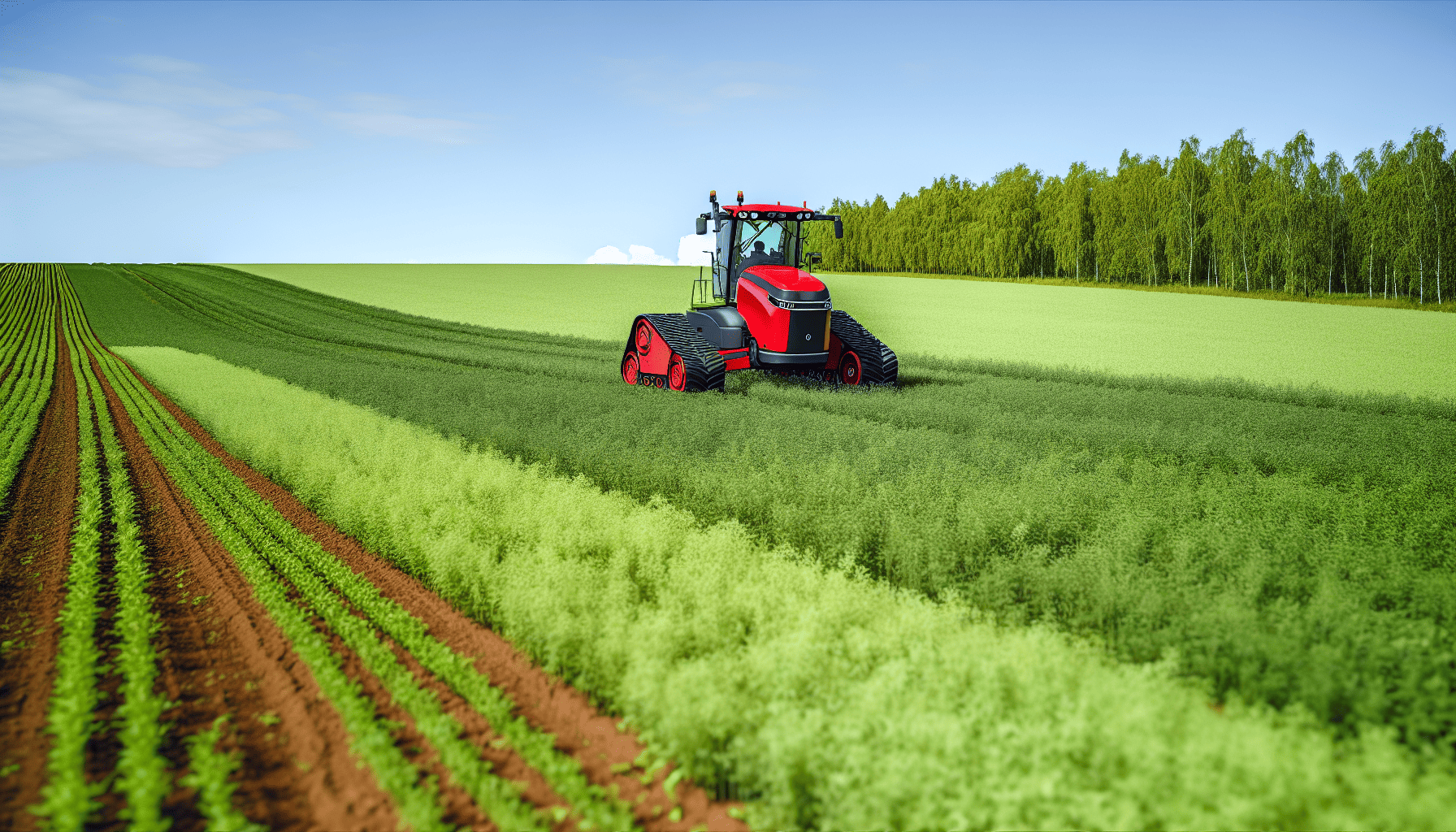 An autonomous tractor operating in a field