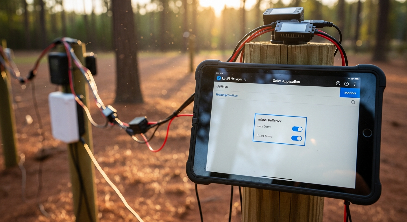 A screenshot of the UniFi Network Application settings page, showing the 'mDNS Reflector' toggle switch in the 'On' position. - 