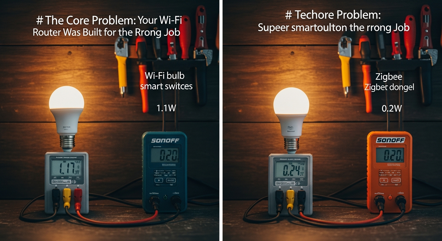 An outdoor-rated PAR38 smart bulb with a visible IP65 rating etched on its housing. The bulb is installed in an exposed fixture on the side of a wooden shed, with water from a sprinkler spraying over it to demonstrate weather resistance. The humid, green backdrop of a Georgia forest is visible. - 